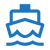 Line icon of  boat with a wave like line underneath the boat. 